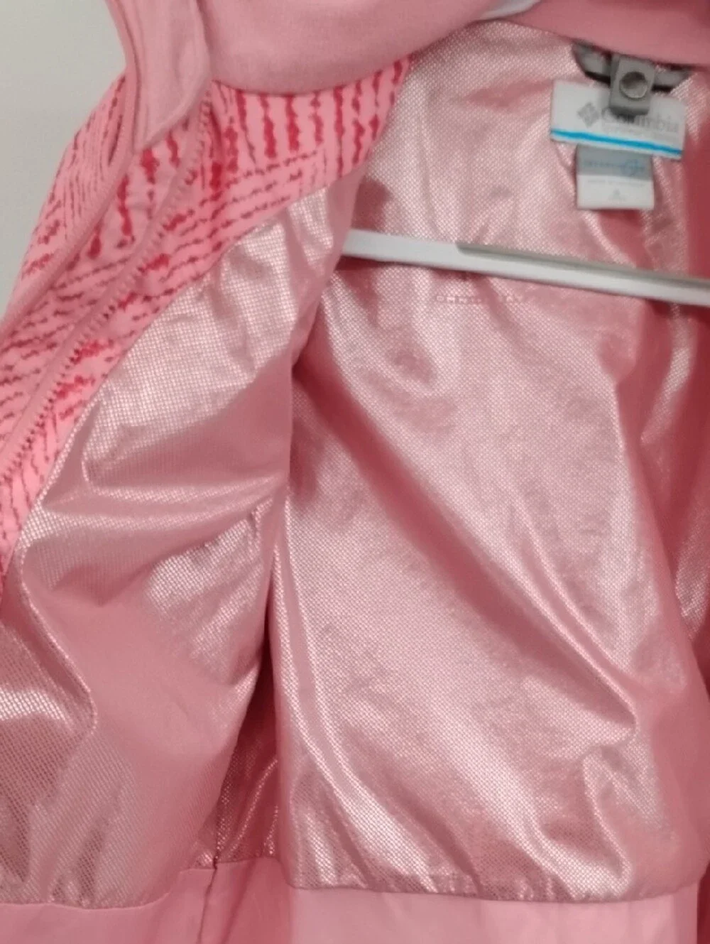 Columbia Interchange Omni-heat Omni-tech Coat Pink Patterned Hooded S 7/8